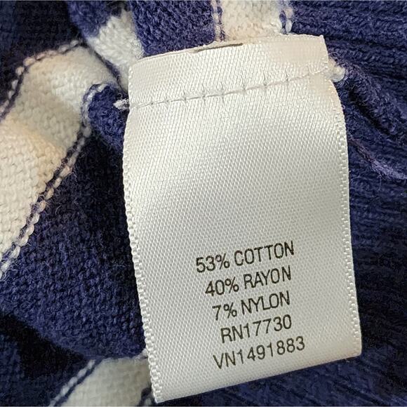 Merona blue and white striped v neck sweater size large - Picture 4 of 6
